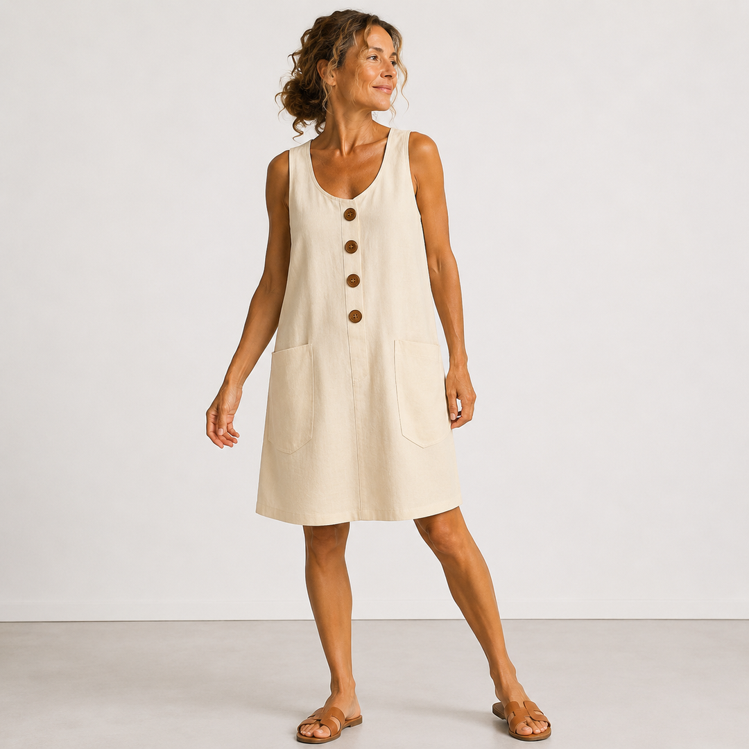 MAUD™ | Elegant Linen and Cotton Dress