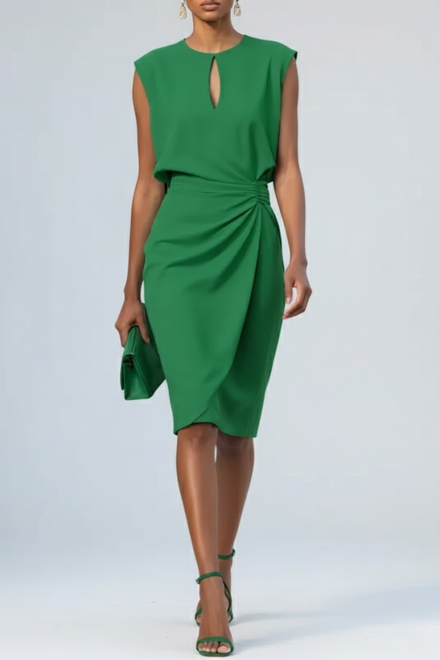 Nora – Ruched Dress with Keyhole Neckline