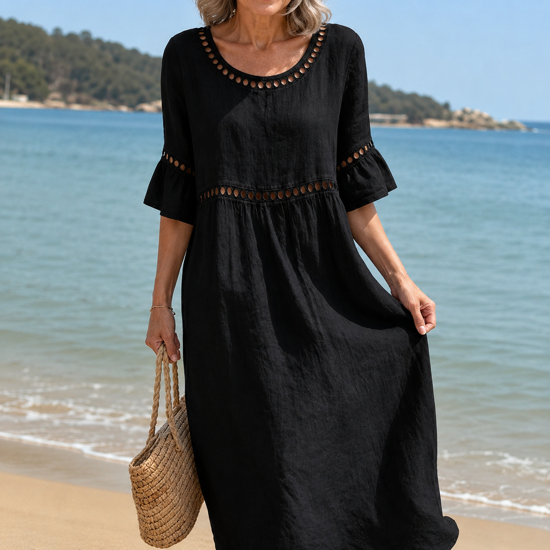 Hélène | Flat Tummy Effect Linen Maxi Dress