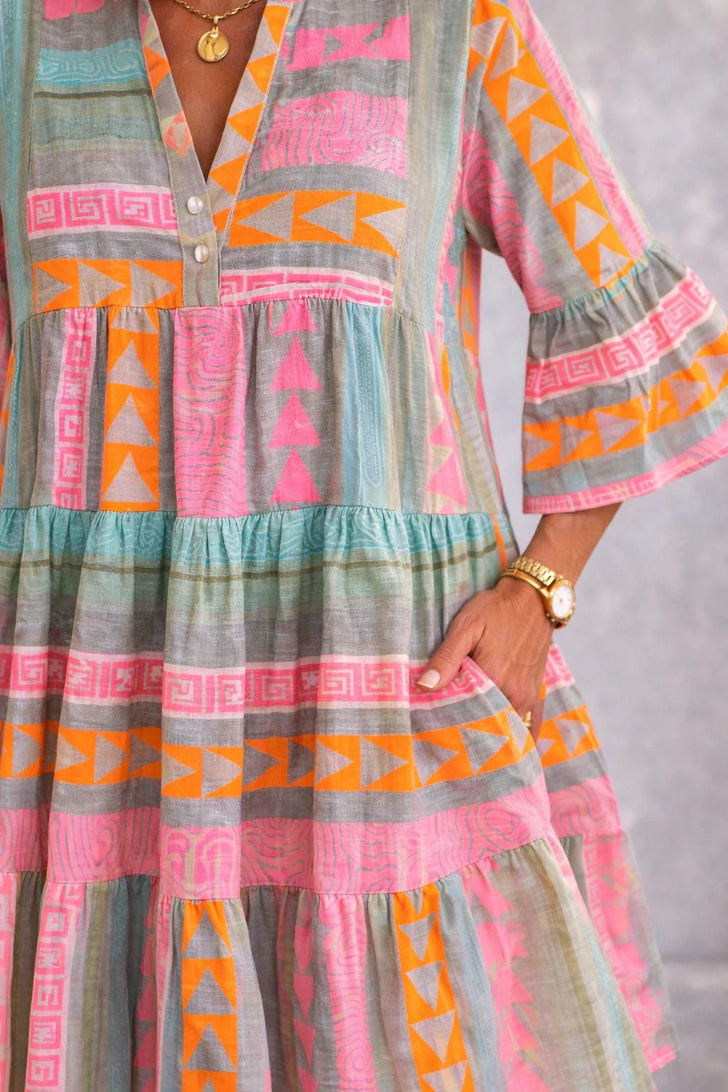 Lucy | Flowy Patterned Midi Dress