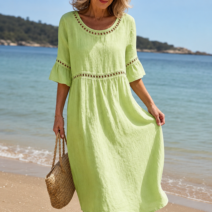 Hélène | Flat Tummy Effect Linen Maxi Dress