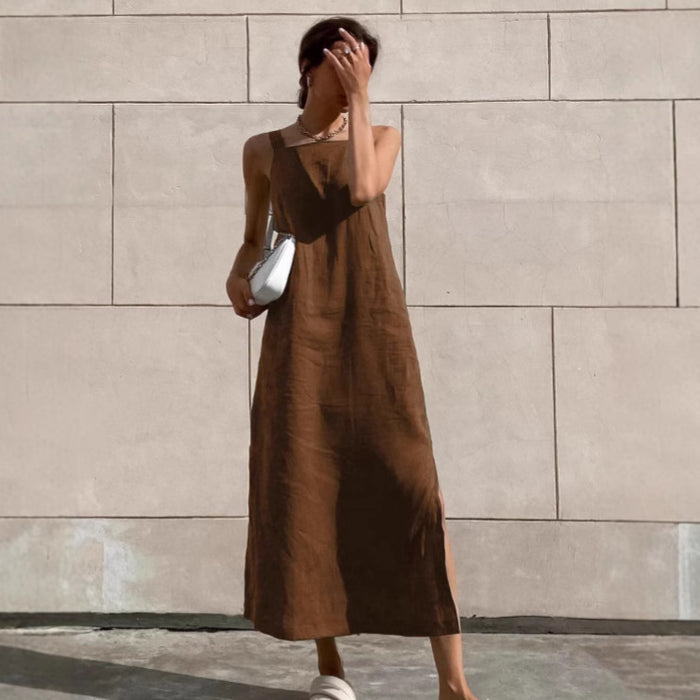 French Cotton and Linen Midi Dress