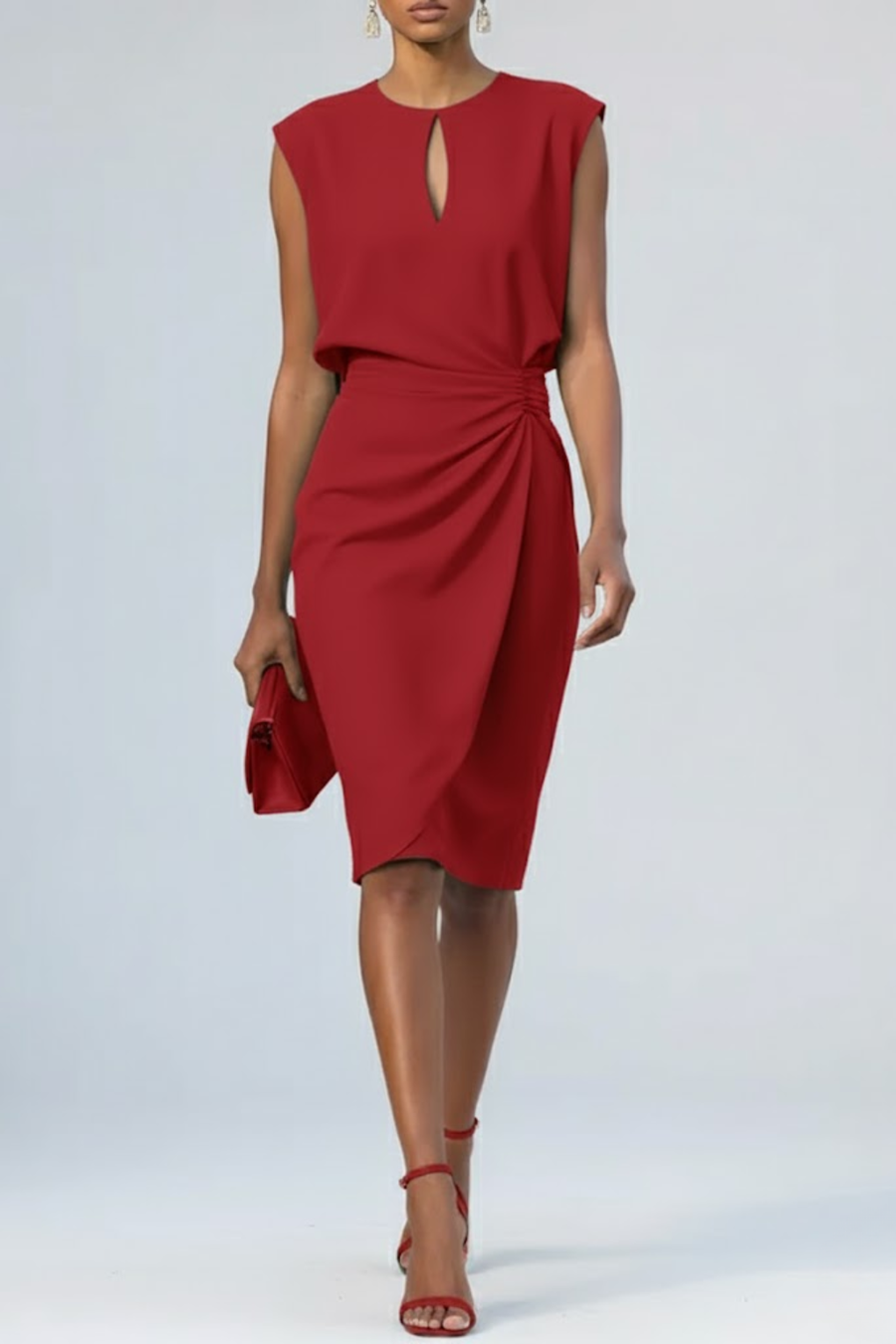 Nora – Ruched Dress with Keyhole Neckline