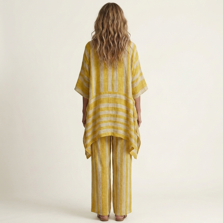 Kiara | Two-Piece Striped Cotton-Linen Set