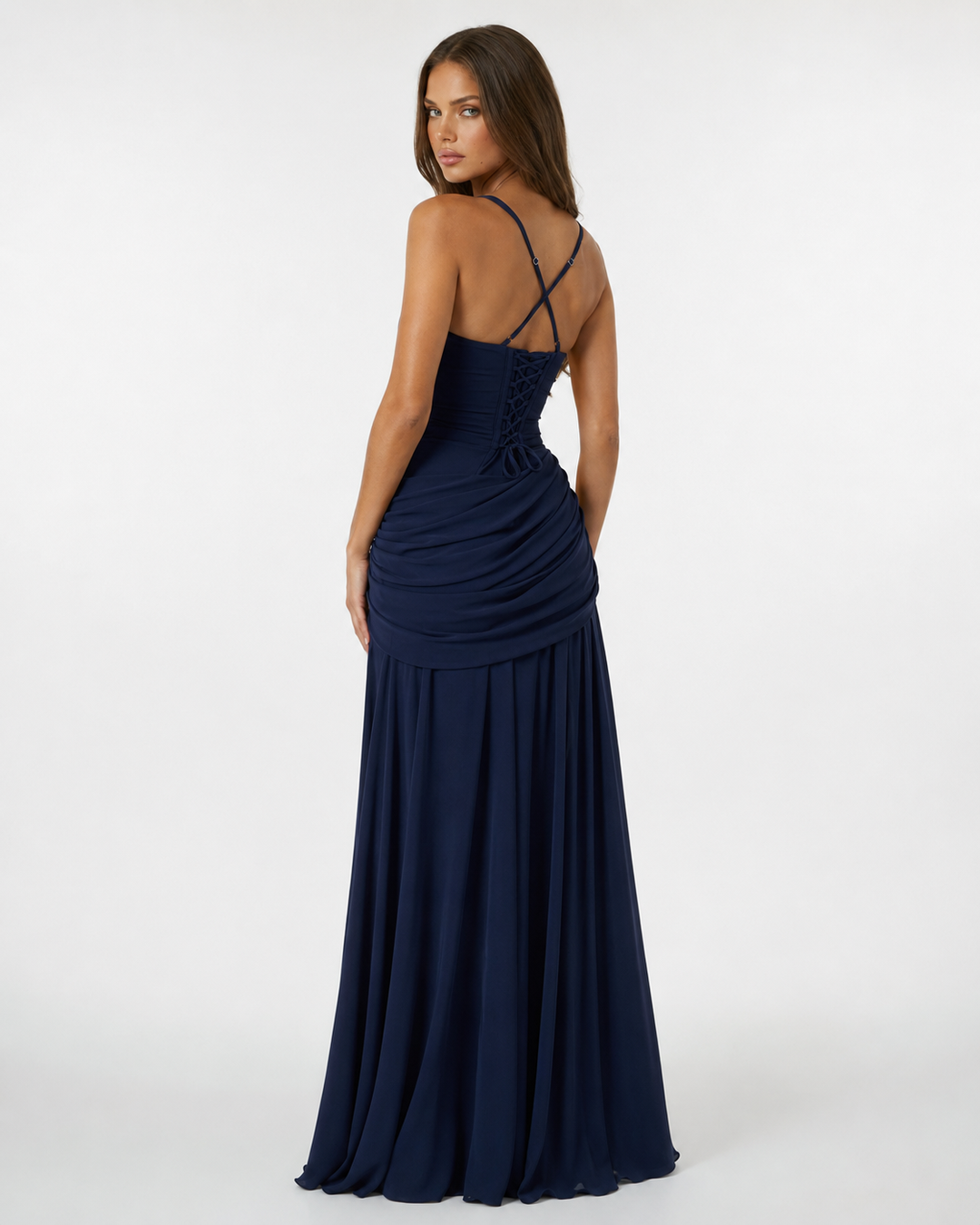 ENIE | Maxi Dress with Ruched Square Neckline