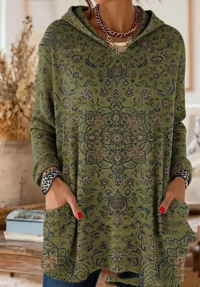 Alice™ Retro Ethnic Print Hooded Tunic
