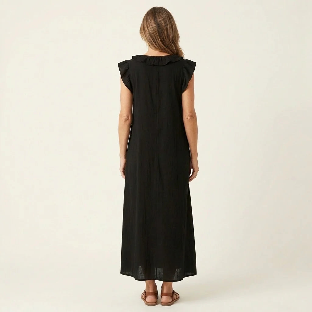 Josette | Ruffled V-Neck Maxi Dress