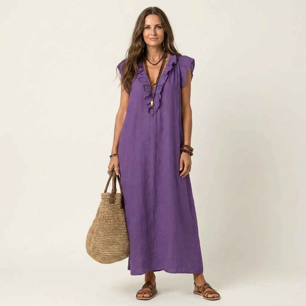 Josette | Ruffled V-Neck Maxi Dress