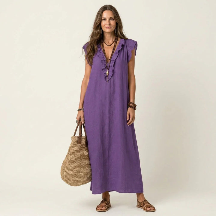 Josette | Ruffled V-Neck Maxi Dress
