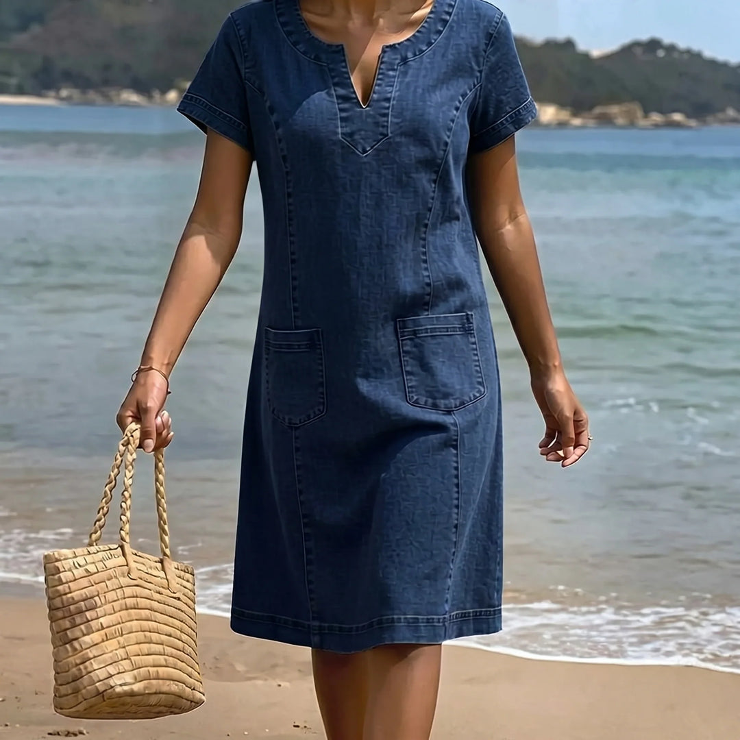 Julia | Soft Denim Dress with Front Pockets