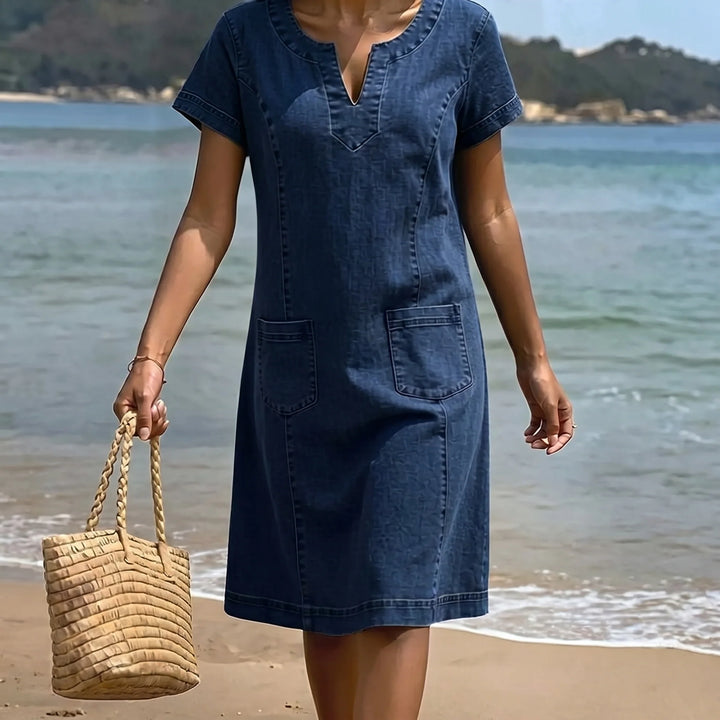 Julia | Soft Denim Dress with Front Pockets