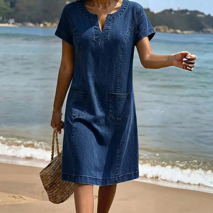 Julia | Soft Denim Dress with Front Pockets