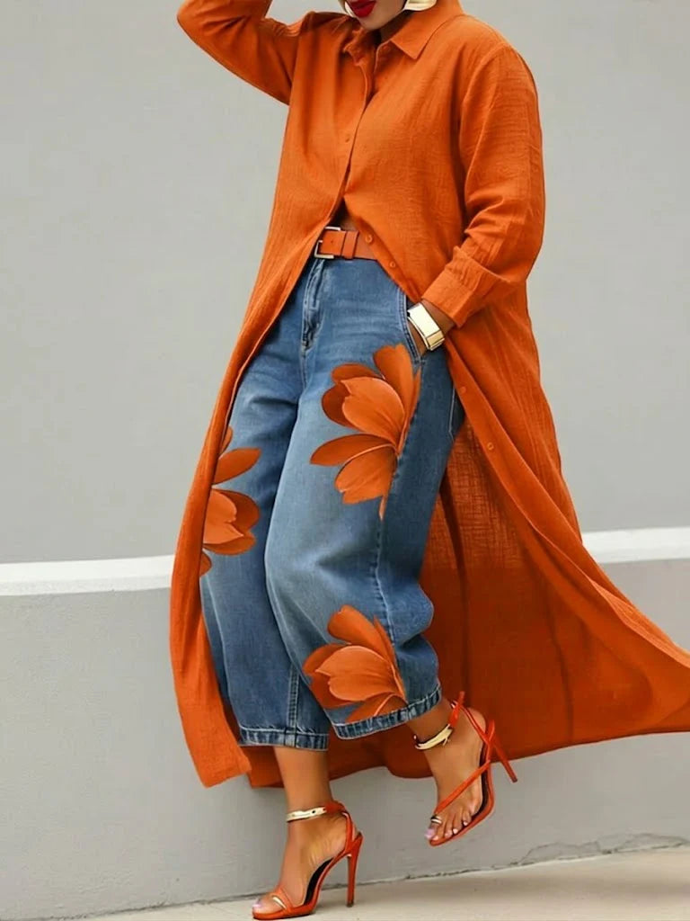 Daniella™ | Linen Dress & Floral Denim Set