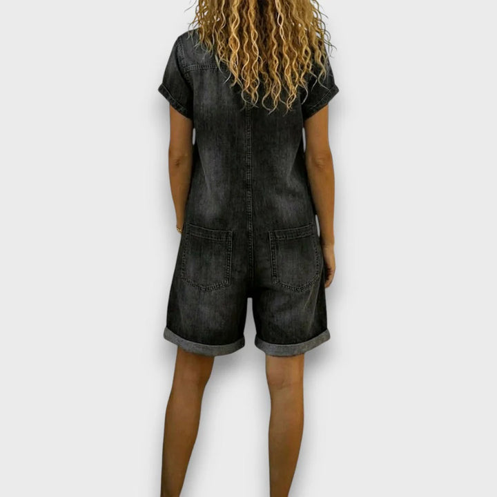 Joan | Vintage Short Denim Look Overalls