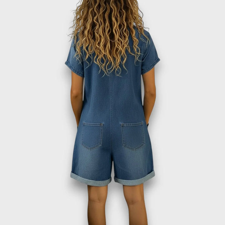 Joan | Vintage Short Denim Look Overalls