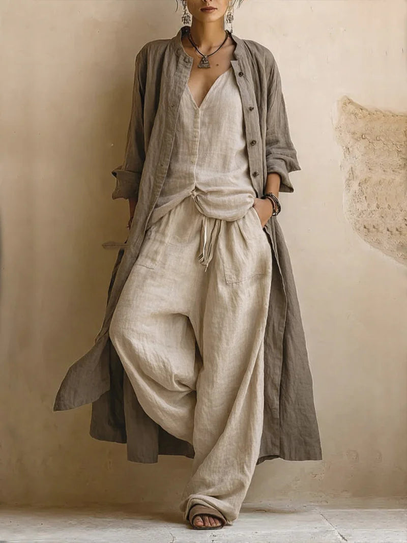 Boho Linen Blend 3-Piece Co-Ord Set