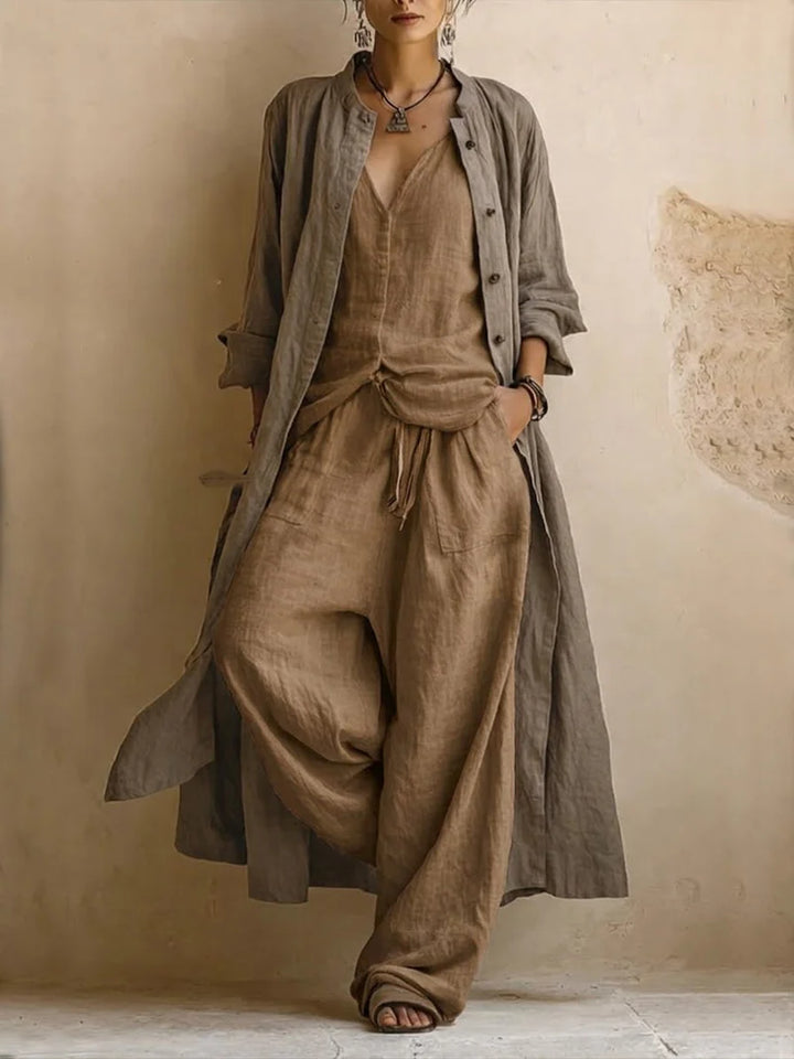 Boho Linen Blend 3-Piece Co-Ord Set