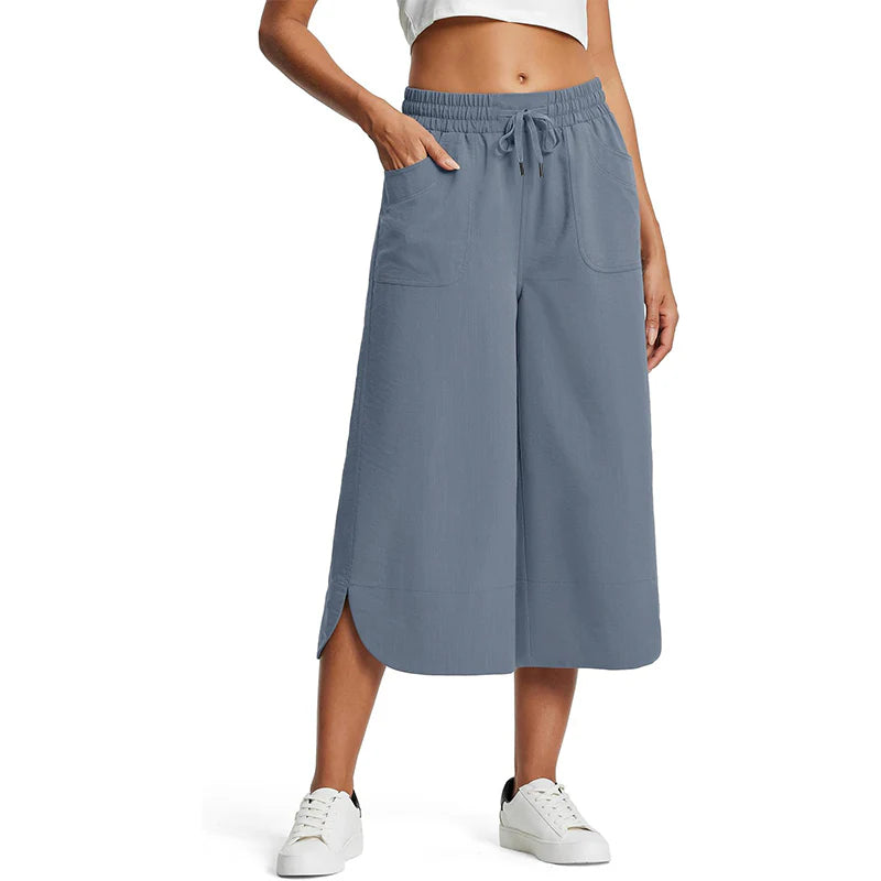 Livia | High-Waisted Cropped Pants with Elastic Waistband