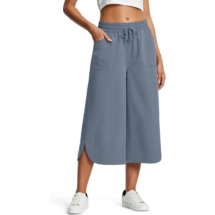Livia | High-Waisted Cropped Pants with Elastic Waistband