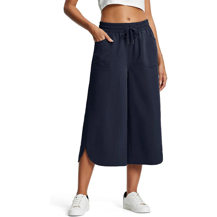 Livia | High-Waisted Cropped Pants with Elastic Waistband