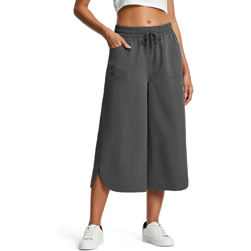 Livia | High-Waisted Cropped Pants with Elastic Waistband