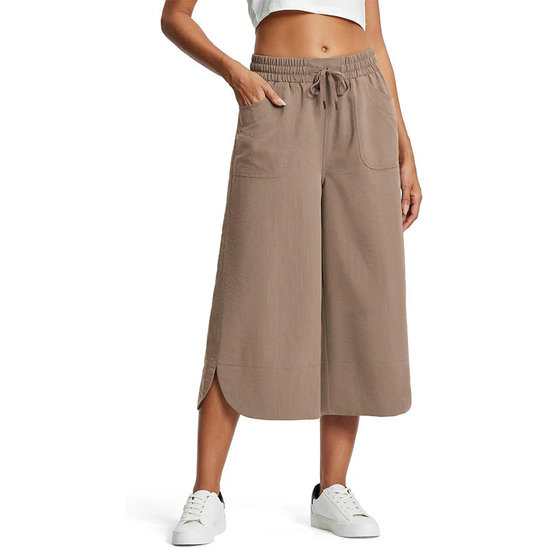 Livia | High-Waisted Cropped Pants with Elastic Waistband