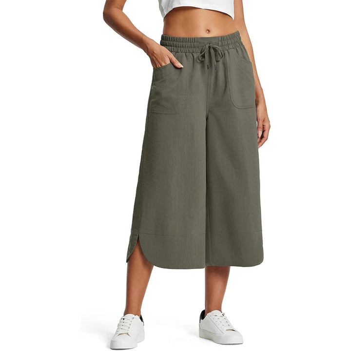 Livia | High-Waisted Cropped Pants with Elastic Waistband