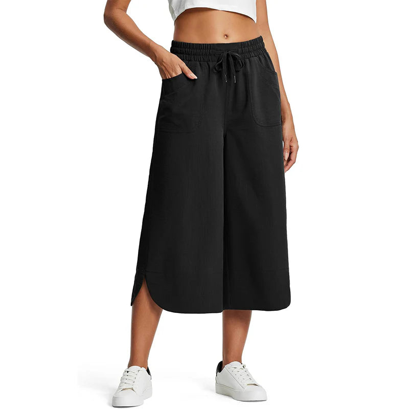 Livia | High-Waisted Cropped Pants with Elastic Waistband